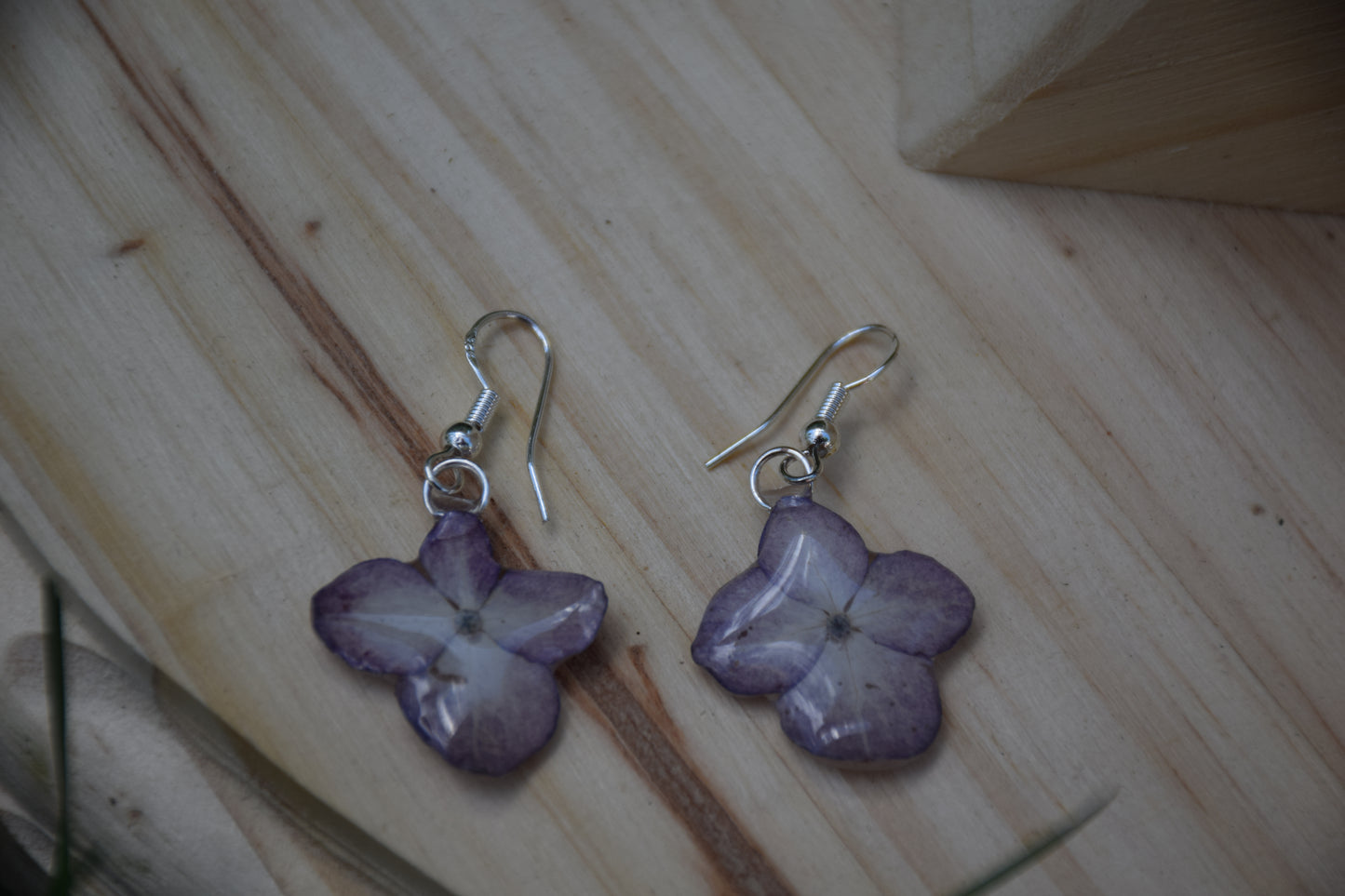 Real Hydrangea Flower Earrings