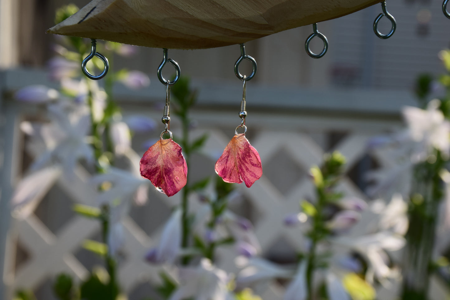 Real Preserved Spray Rose Petal Earrings