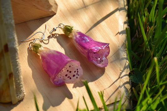 Real Preserved Foxglove Flower Earrings