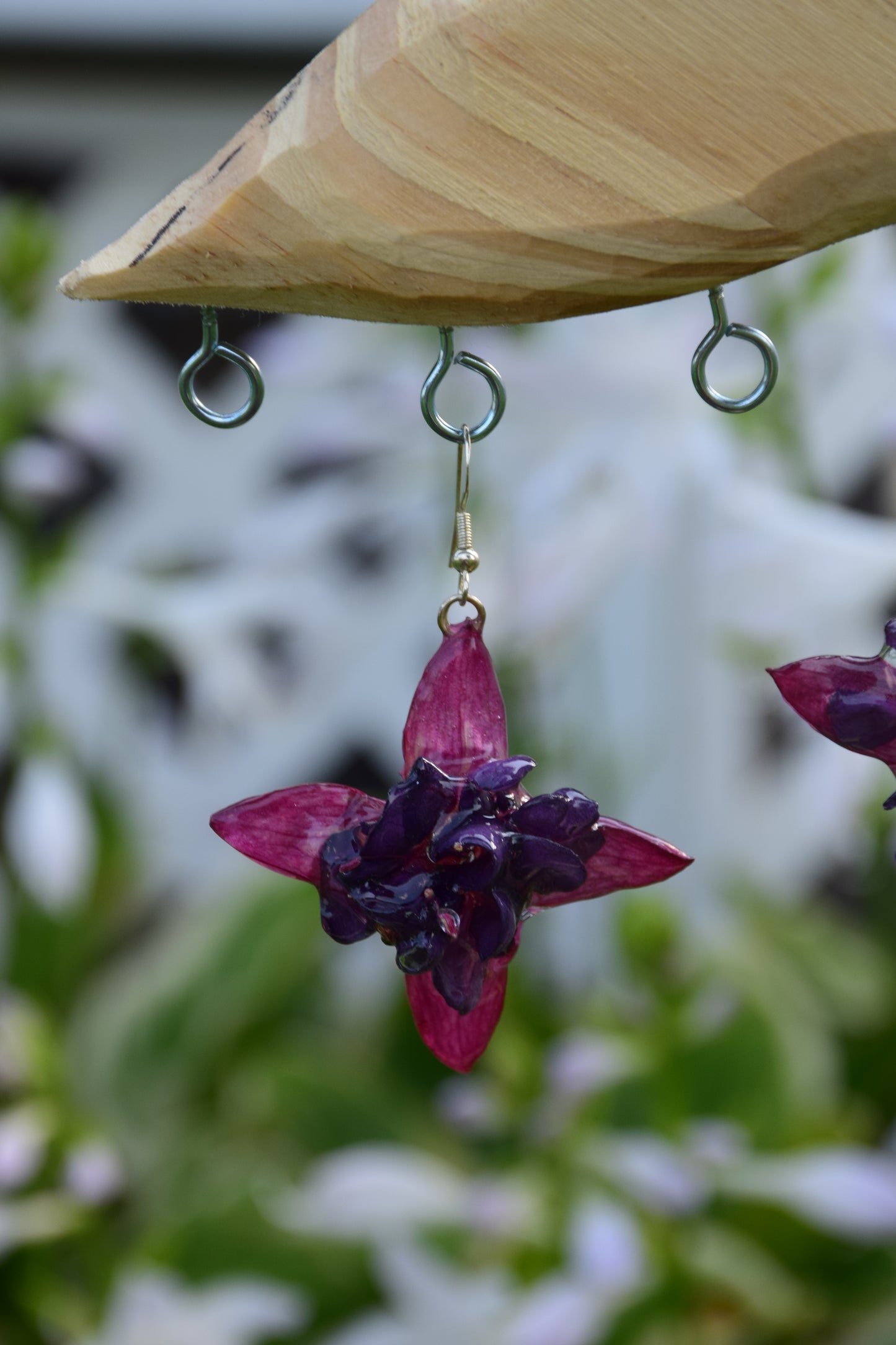Real Preserved Fuchsia Flower Earrings