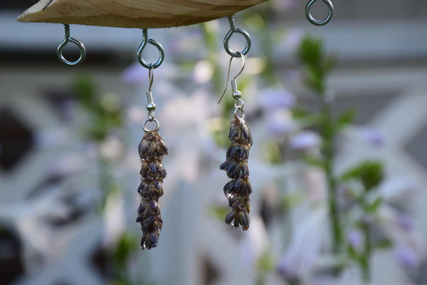 Real Preserved Lavender Flower Earrings