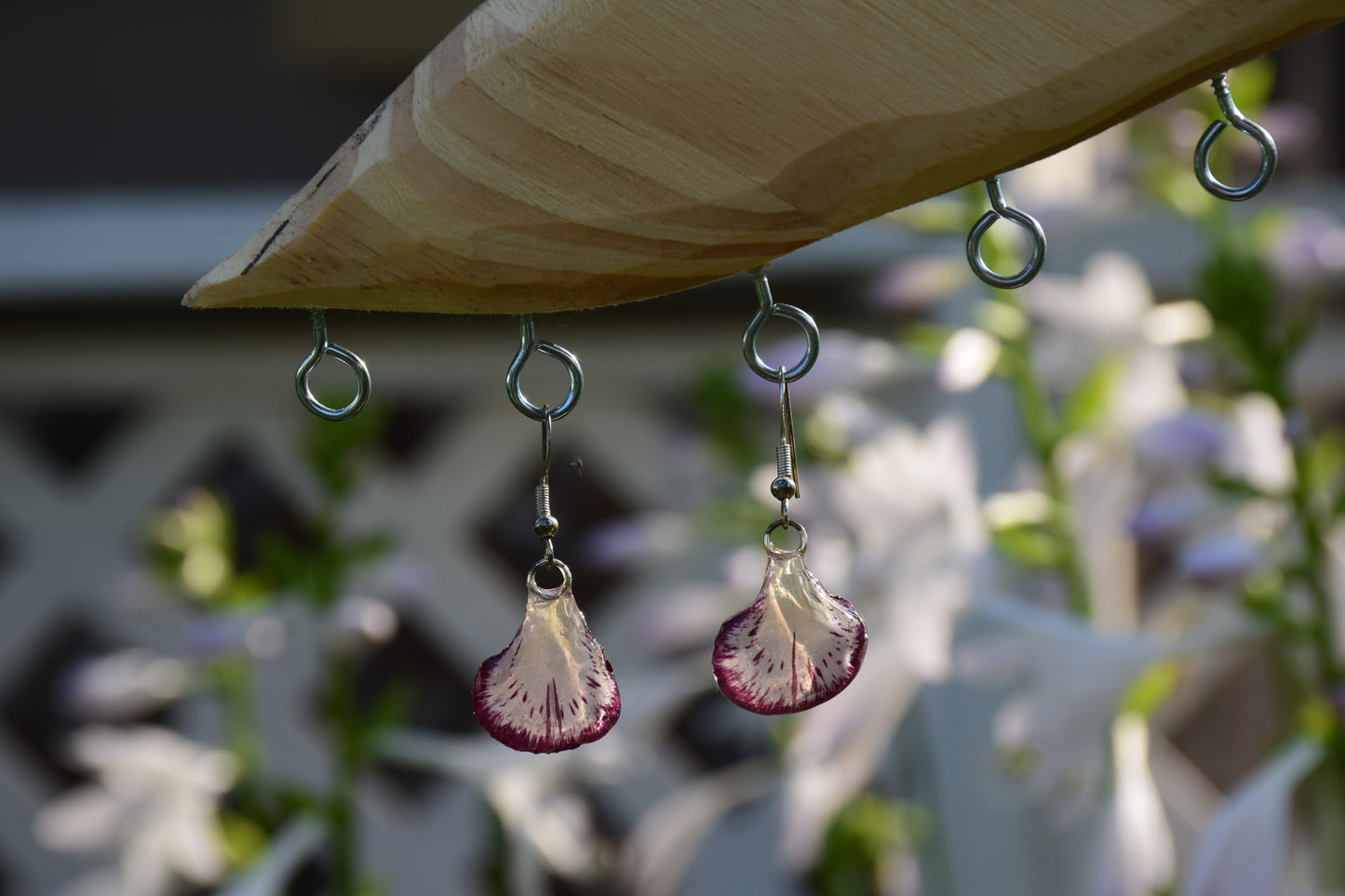 Real Carnation Flower Petal Earrings