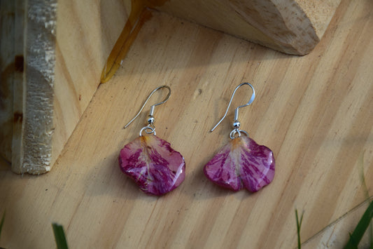Real Preserved Spray Rose Petal Earrings