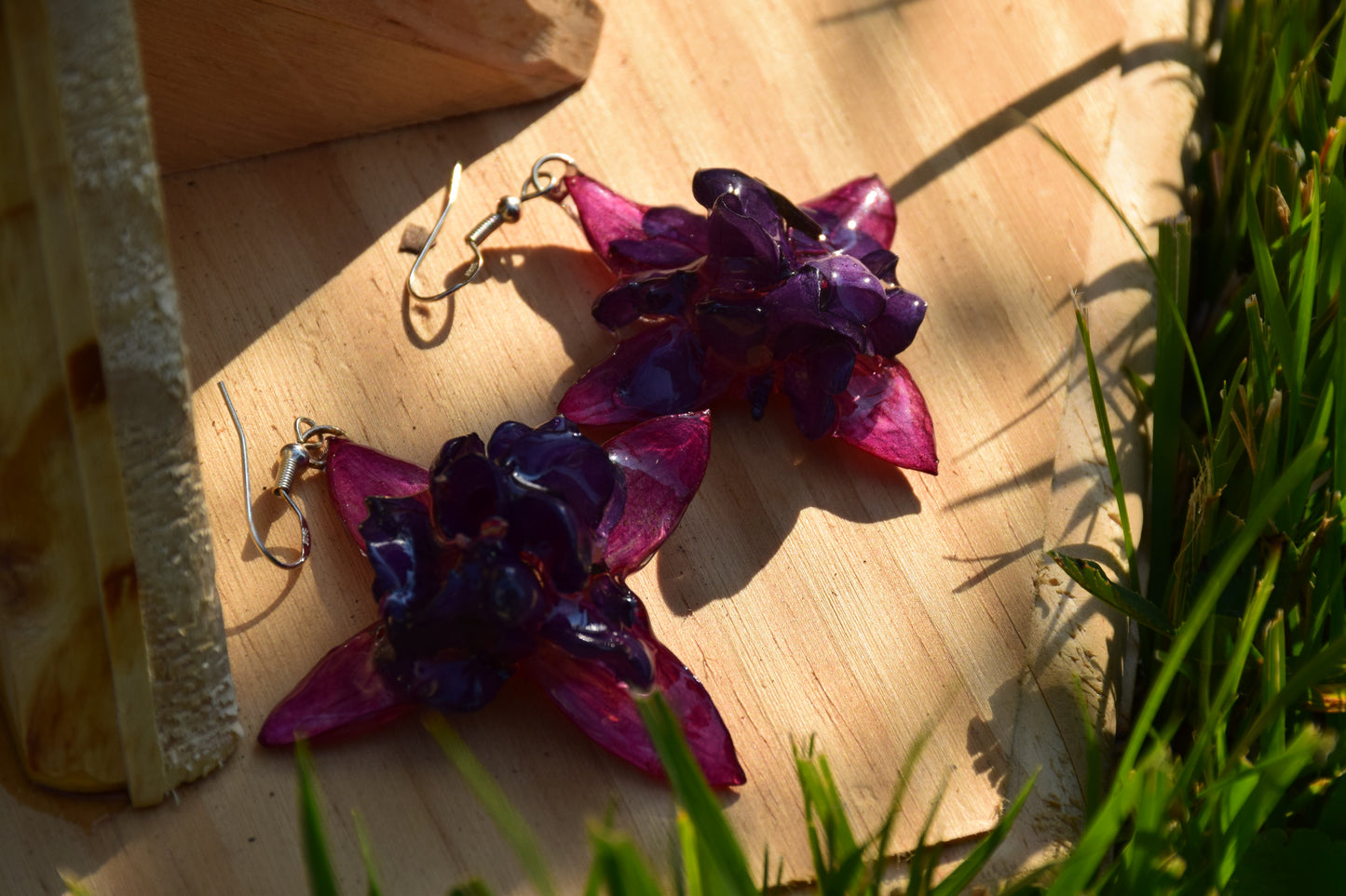 Real Preserved Fuchsia Flower Earrings