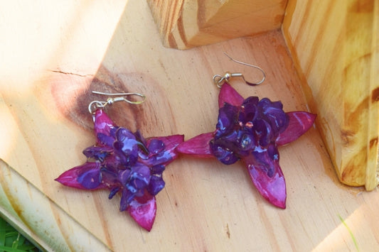 Real Preserved Fuchsia Flower Earrings