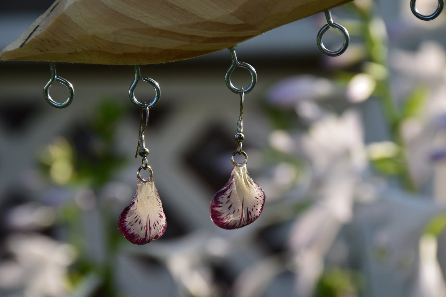 Real Carnation Flower Petal Earrings