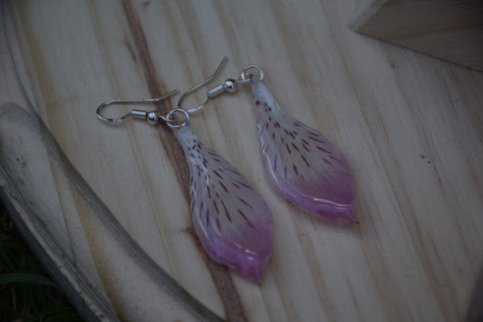 Real Alstroemeria (Peruvian Lily) Flower Earrings